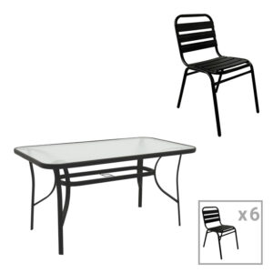 Комплект градинска маса Sussie-Ensure 7бр в черен нюанс 140x80x70см