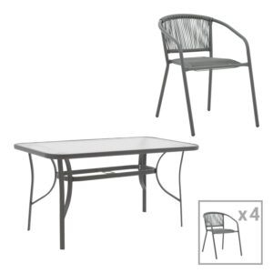Комплект градинска маса Ensure-Lindaria 5бр в нюанс антрацит 120x70x70см