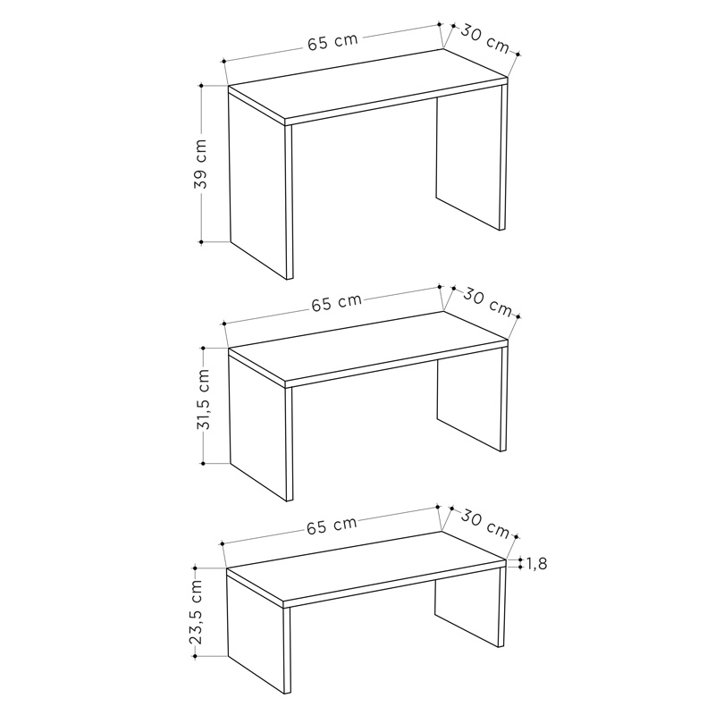 Комплект холни масички Kantar 3бр в антично бяло-мока 65x30x39см - Image 6