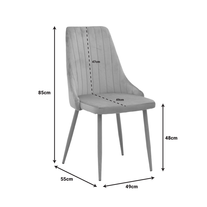 Трапезен стол Azori сив кадифен 49x55x85см - Image 8