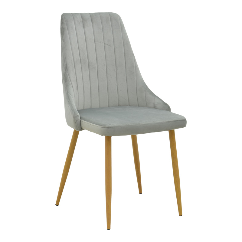 Трапезен стол Azori сив кадифен 49x55x85см