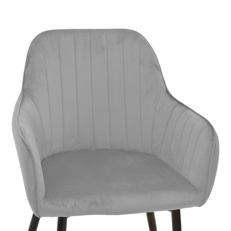 Кресло Noor сиво кадифе 58x58x86см - Image 6