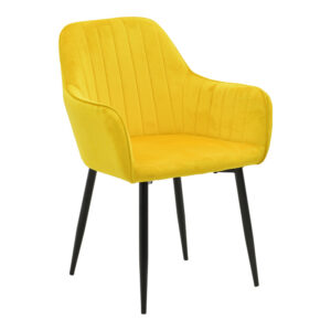 Трапезен стол Noor жълто кадифе 58x58x86 см