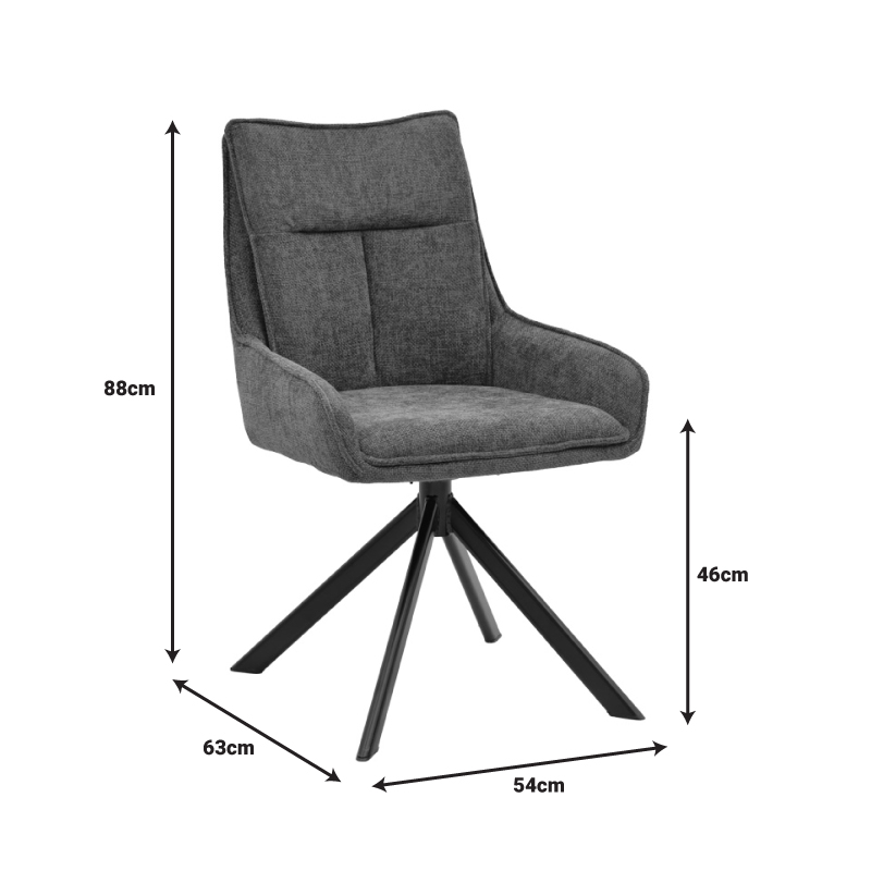 Стол Konelian цвят антрацит 54x63x88см - Image 8