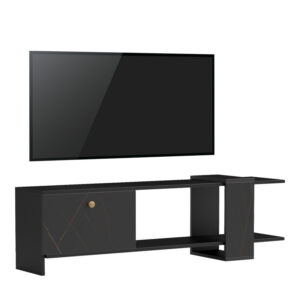 ТВ шкаф Standi черно-черен мраморен абажур 120x25x36.8 см