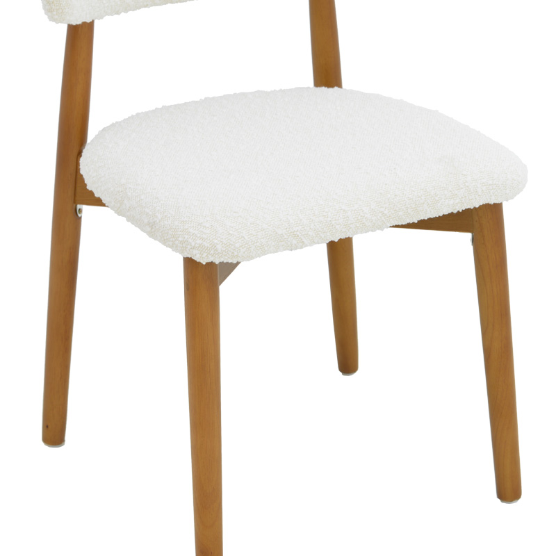 Стол Ubene от каучуково дърво с плат от орех и букле в бяло, 51x56x79 см - Image 7