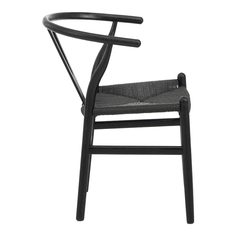 Стол Wishbone изработен от каучуково дърво и въже, в черен цвят, 60x51x80 см - Image 2