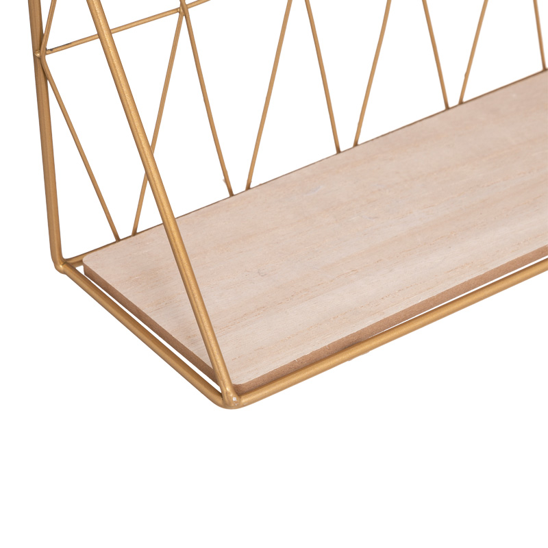 Стенен рафт Anneza метал-MDF в естествено златист нюанс 48x12x20см - Image 2
