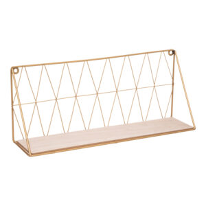 Стенен рафт Anneza метал-MDF в естествено златист нюанс 48x12x20см