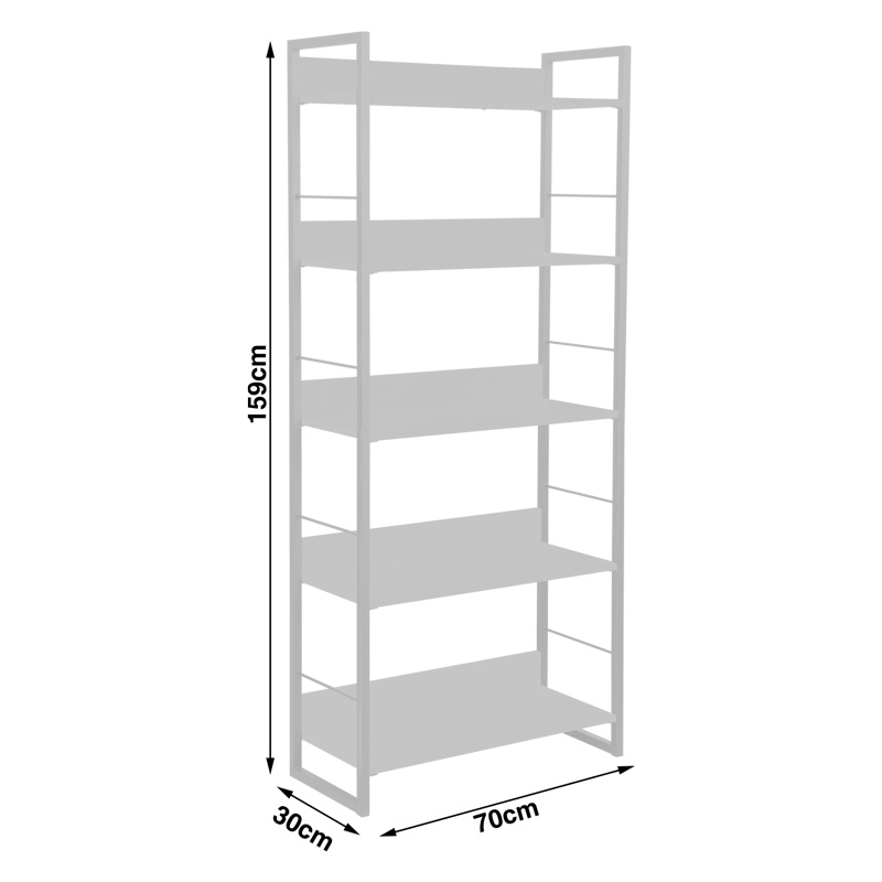 Библиотека Dorfie в естествен цвят с черен метал 70x30x159 см - Image 6