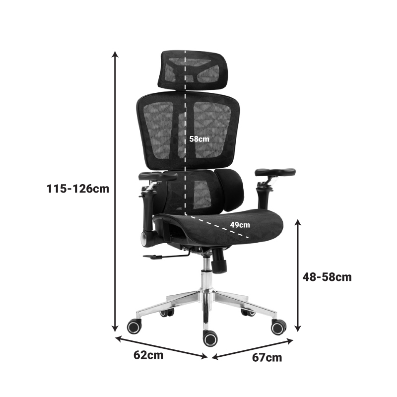 Офис стол Jeffer mesh в черен цвят 67x62x115-125 см - Image 11