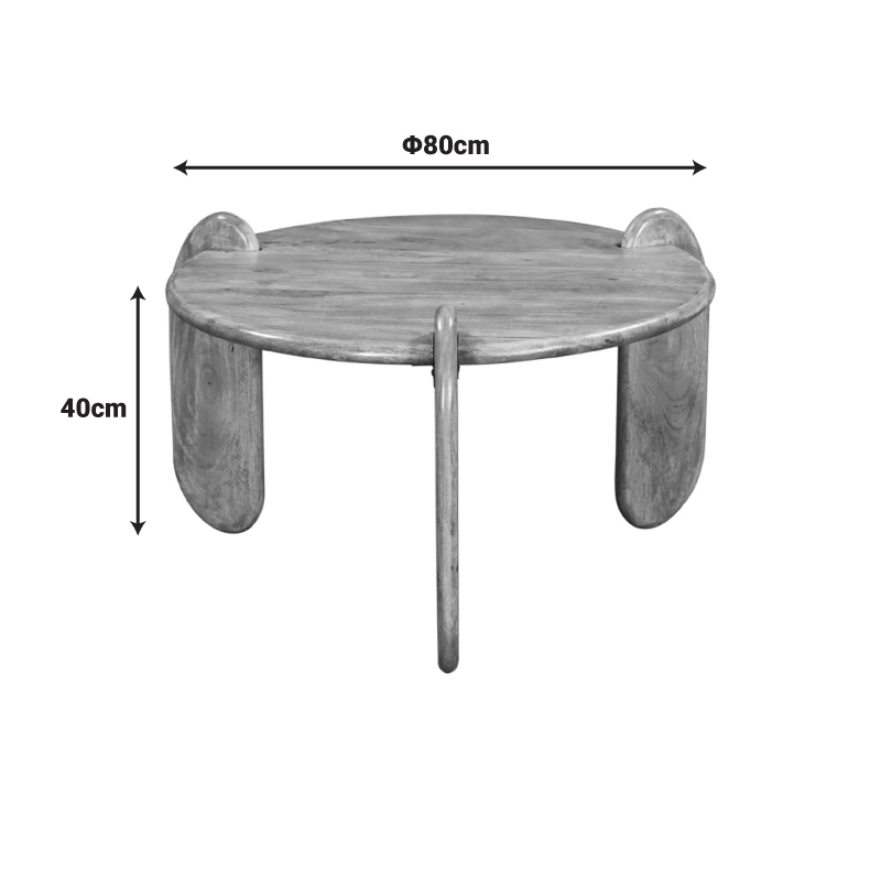 Холна маса Earten масивна акациева дървесина в естествен нюанс Φ80x40см - Image 6