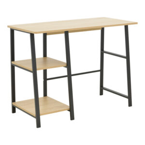 Работно бюро Ferje с MDF рафтове в естествен цвят с черен нюанс 100x48x75см