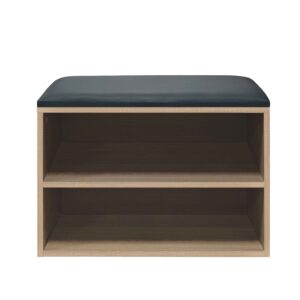 Стойка за обувки-табуретка Kiana 4 чифта с възглавница в естествен цвят 60x32x44см
