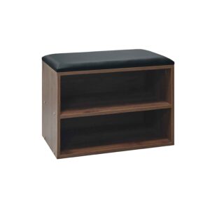 Стойка за обувки-табуретка Kiana 4 чифта с възглавница в орехов цвят 60x32x44см