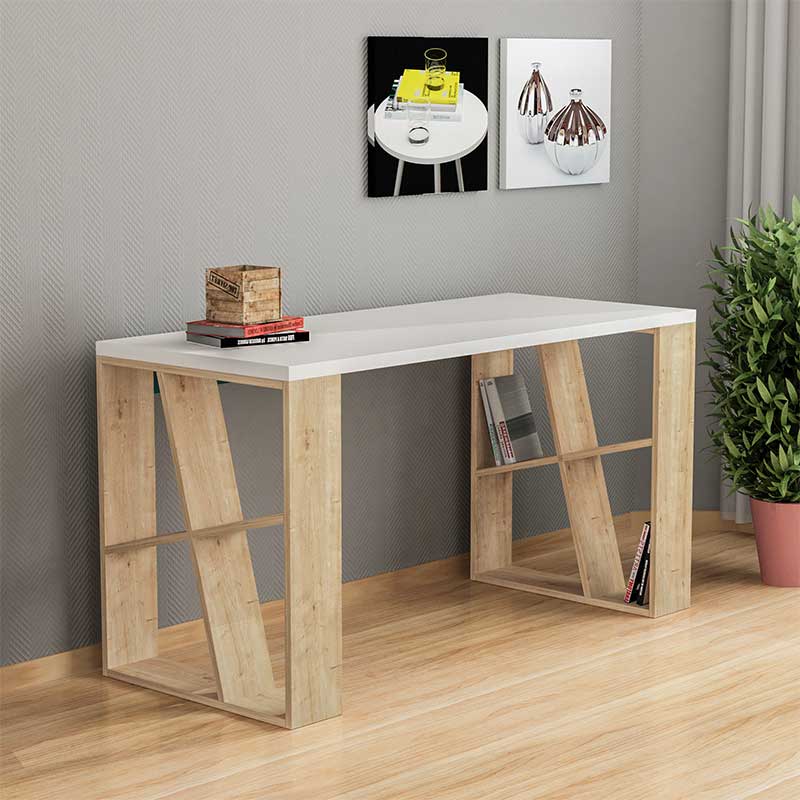 Бюро Honey цвят бяло - светъл дъб 140x60x75см - Image 2