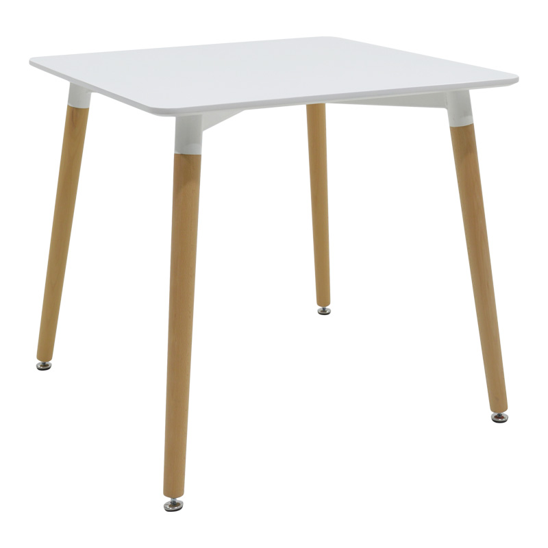 Маса Natali MDF бяла - крака в естествен нюанс 80x80x76см