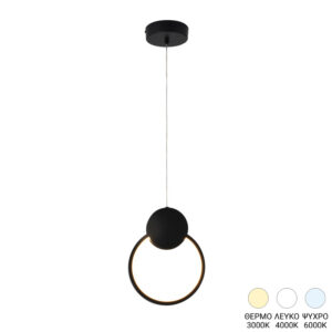 Метална LED таванна лампа Gardio с черен абажур 20x2x25см