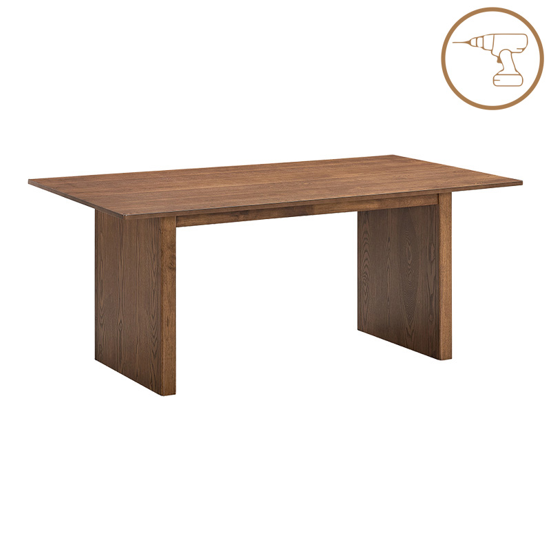 Трапезна маса Eleganza-Livia комплект от 7 MDF в орехово-бял цвят 180x99x75.8см - Image 4
