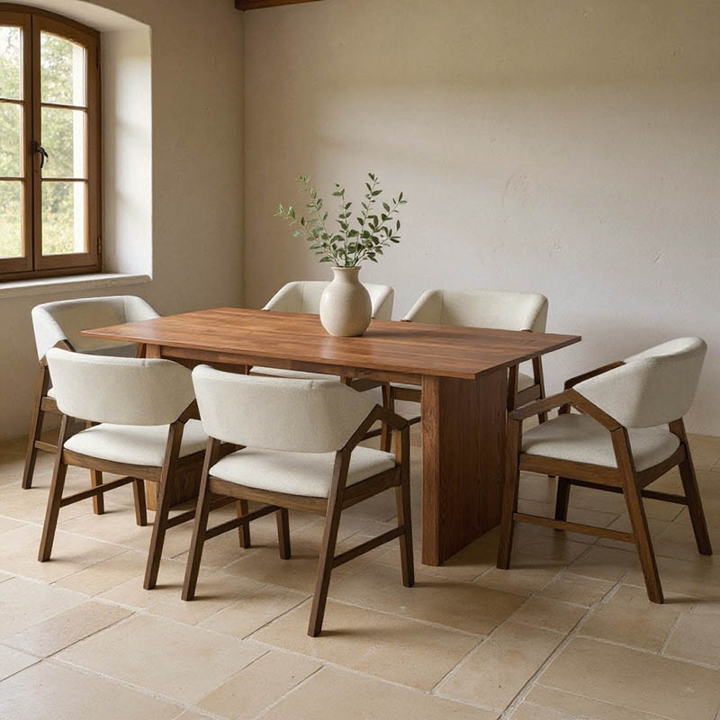 Трапезна маса Eleganza-Livia комплект от 7 MDF в орехово-бял цвят 180x99x75.8см