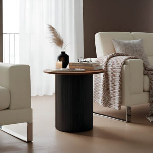 Странична маса Dovel от MDF в орехово-черен цвят Φ50x45см
