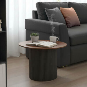 Холна маса Dovel от MDF в орехово-черен цвят Φ70x40см