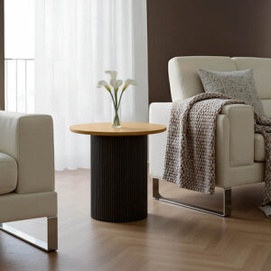 Странична маса Dovel MDF в цвят сонома - черен цвят Φ50x45см