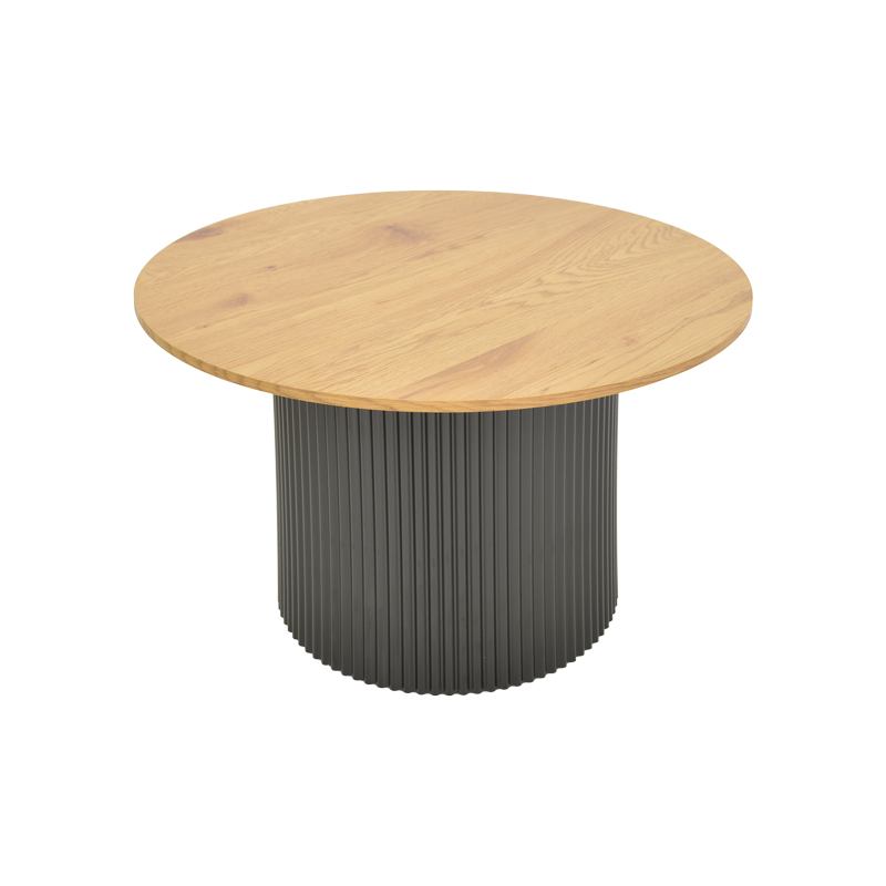 Холна маса Dovel от MDF в цвят сонома-черно Φ70x40см - Image 3