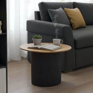 Холна маса Dovel от MDF в цвят сонома-черно Φ70x40см