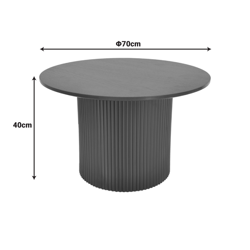 Холна маса Dovel от MDF в цвят сонома-черно Φ70x40см - Image 5
