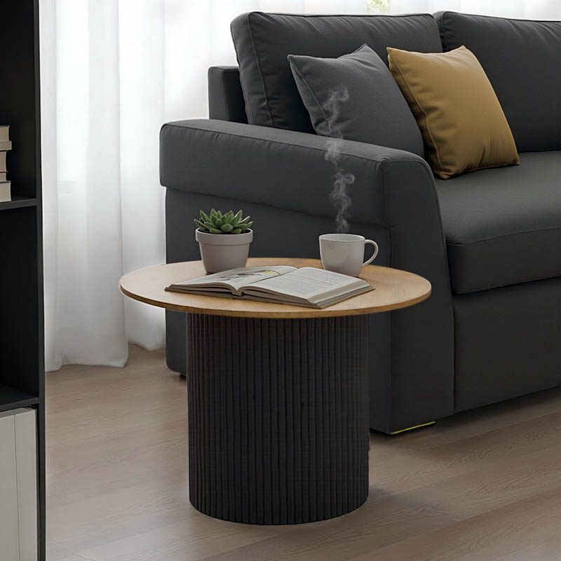 Холна маса Dovel от MDF в цвят сонома-черно Φ70x40см