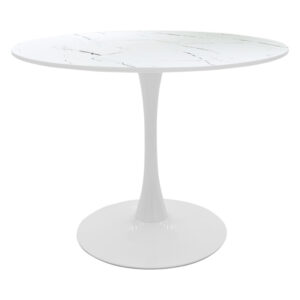Маса Balou от MDF в бяло с мраморна имитация Φ120x76см