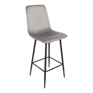 Бар стол Grato сив плат - черен метален крак 43.5x55x114см