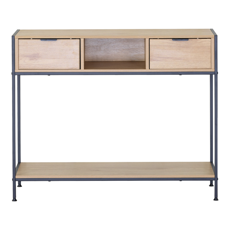 Конзола Regando в дъбов цвят с черен метал 100x35x80см - Image 3