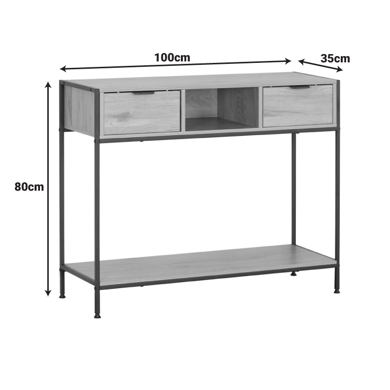Конзола Regando в дъбов цвят с черен метал 100x35x80см - Image 5