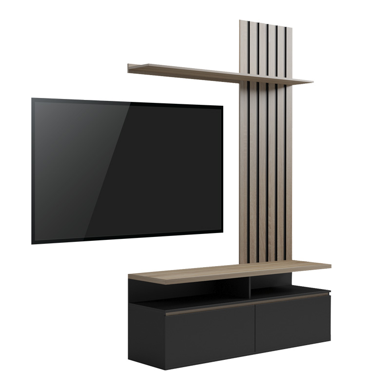 Комплект за хол Perlento в черно с абажур sonoma 140x41x219.5 см