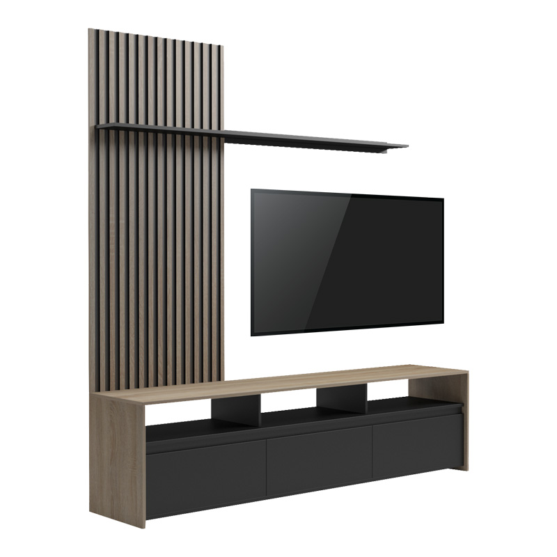Комплект за хол Delfina в цвят сонома с черен абажур 190x40x199.5 см
