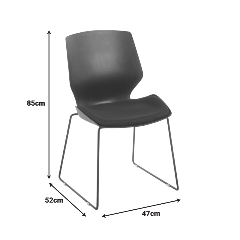 Оригинален стол за посетители PP-PU в черно с възглавница 47x52x85см - Image 5