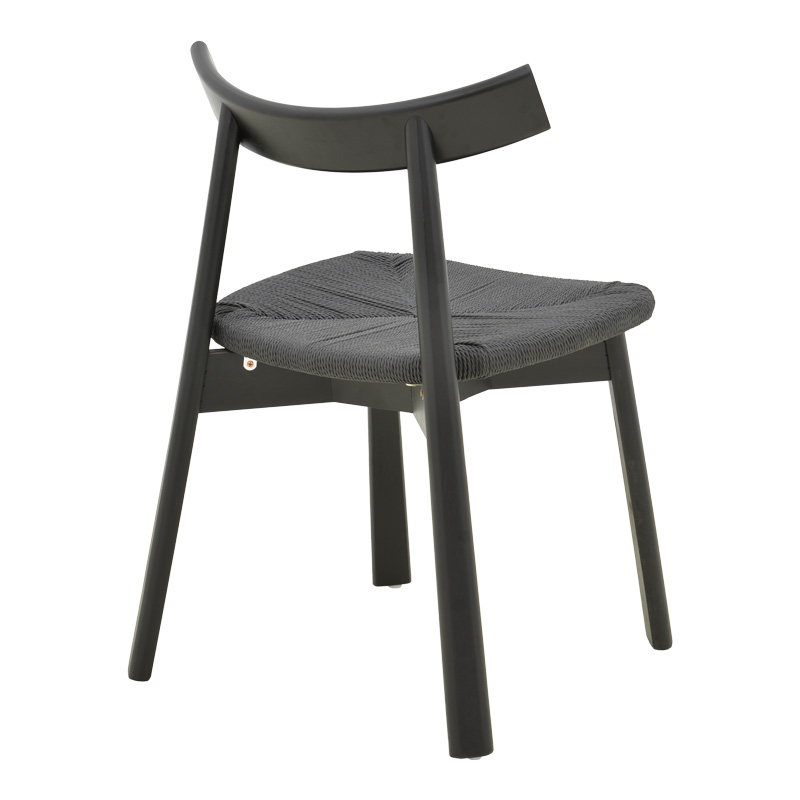 Стол Clareta от каучуково дърво-въже в черен нюанс 53x55x79см - Image 3