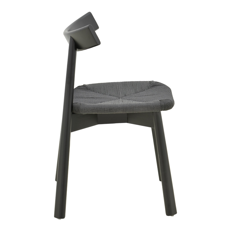 Стол Clareta от каучуково дърво-въже в черен нюанс 53x55x79см - Image 4