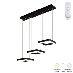 Benor таванна лампа с три лампи, LED метал, черна, 70x20x15см