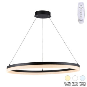 Таванна лампа Nebrian led метална черна Φ60x15см