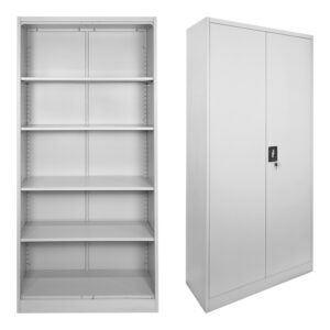 Метален гардероб Ugren в светло сиво 90x40x180 см