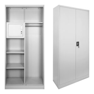 Метален гардероб Zogi с преграда в светло сив цвят 90x45x180см