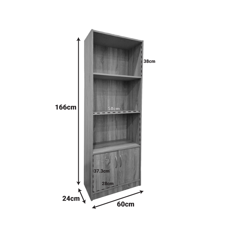 Библиотека Tekaro в антрацитен цвят 60x29x166 см - Image 4