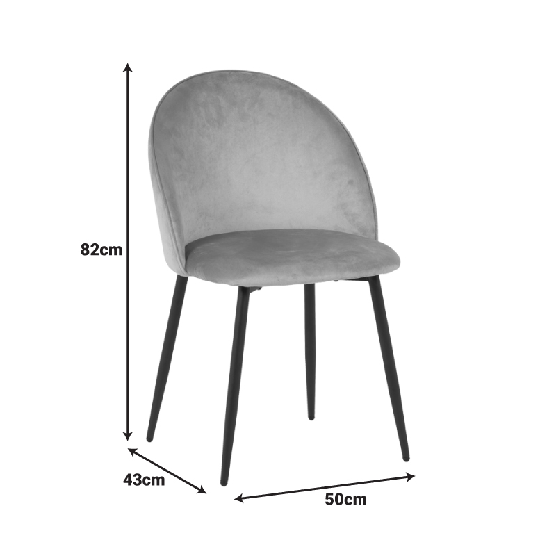 Кадифен стол Perch в черен нюанс с черни метални крака 50x43x82см - Image 7
