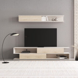 Комплект за хол от тухли в кремав дъб 240x40x50.4 см