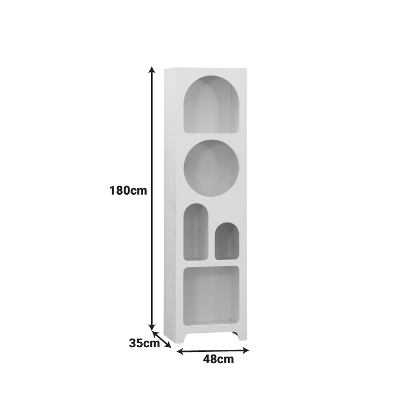 Библиотека Emersi от MDF в бяло 48x35x180 см - Image 6