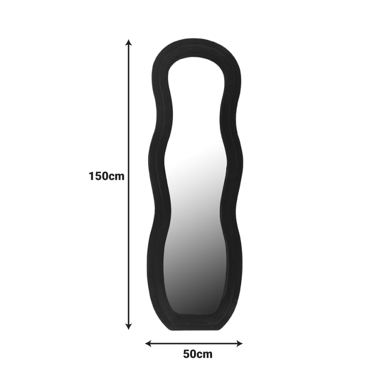 Кадифено огледало Glinde в черен цвят 50x3.3x150см - Image 2