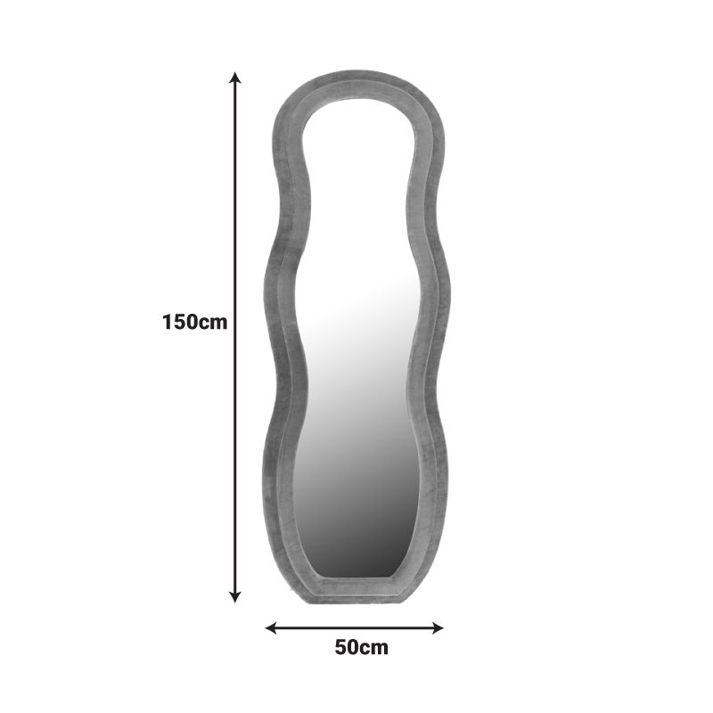 Кадифено огледало Glinde в сив нюанс 50x3.3x150см - Image 2